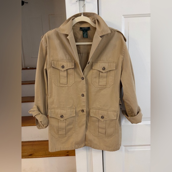 Vintage Lauren Ralph Lauren Safari Jacket Oversized Small khaki - Picture 8 of 9